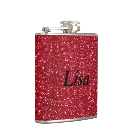 赤パーソナライズされたグリッターフラスコ フラスク (右)
