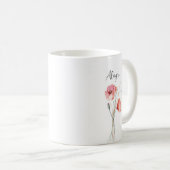 赤パーソナライズされたケシの水色 コーヒーマグカップ (正面右)
