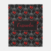 赤パーソナライズされたゴシックハート フリースブランケット (正面)