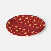 赤パーソナライズされたゴムの鴨の模様 ペーパープレート (アングル)
