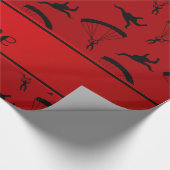 赤パーソナライズされたスカイダイビングパターンの名前 ラッピングペーパー (角)