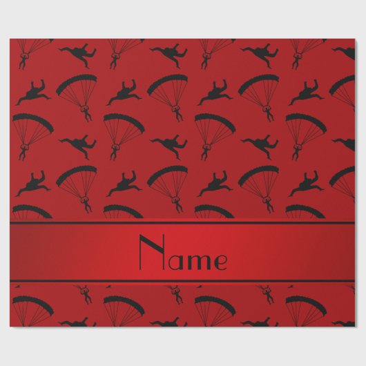 赤パーソナライズされたスカイダイビングパターンの名前 ラッピングペーパー (フラット)