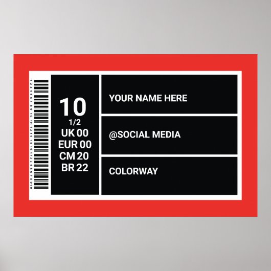 赤パーソナライズされたスニーカーウォールアートスニーカーボックス1/2 ポスター (正面)