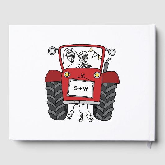 赤パーソナライズされたトラクタカントリーファームズ結婚ズ ゲストブック (裏面)