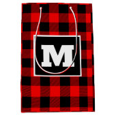 赤パーソナライズされたバッファロー抱き枕 ミディアムペーパーバッグ (正面)