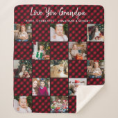 赤パーソナライズされたバッファローPlaid 13フォトコラージュ シェルパブランケット (正面)