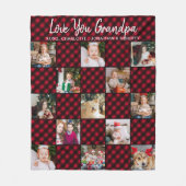 赤パーソナライズされたバッファローPlaid 13フォトコラージュ フリースブランケット (正面)