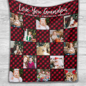 赤パーソナライズされたバッファローPlaid 13フォトコラージュ フリースブランケット