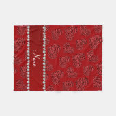 赤パーソナライズされたヒョウハートの名前 フリースブランケット (正面(横))