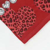 赤パーソナライズされたヒョウハートの名前 フリースブランケット (角)