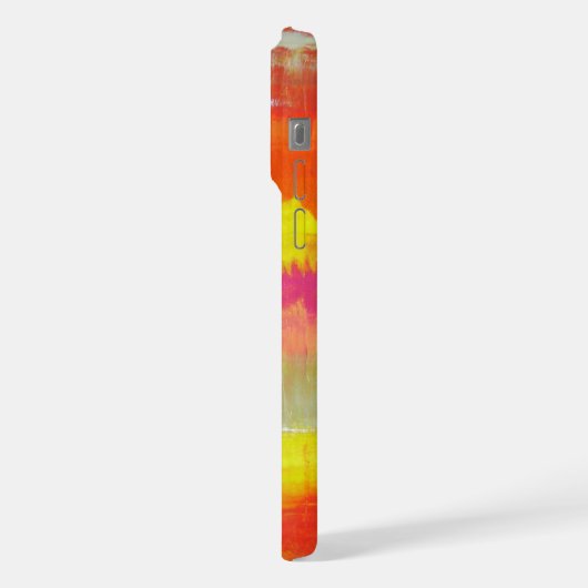 赤パーソナライズされたピンクイエロー抽象芸術アート iPhoneケース (左側面)
