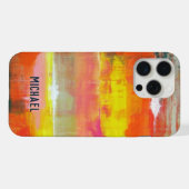 赤パーソナライズされたピンクイエロー抽象芸術アート iPhoneケース (裏面横)
