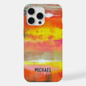 赤パーソナライズされたピンクイエロー抽象芸術アート iPhoneケース (裏面)