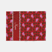 赤パーソナライズされたピンクコーヒーカップ豆の名前 フリースブランケット (正面(横))