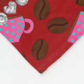 赤パーソナライズされたピンクコーヒーカップ豆の名前 フリースブランケット (角)
