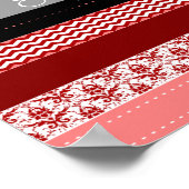 赤パーソナライズされたピンク白黒和紙テープルック ポスター (角)