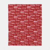 赤パーソナライズされたフォント名コラージュかわいいクリスマス フリースブランケット (正面)