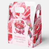 赤パーソナライズされたフローラアーチ赤ちゃんシャワー フェイバーボックス (オープン)