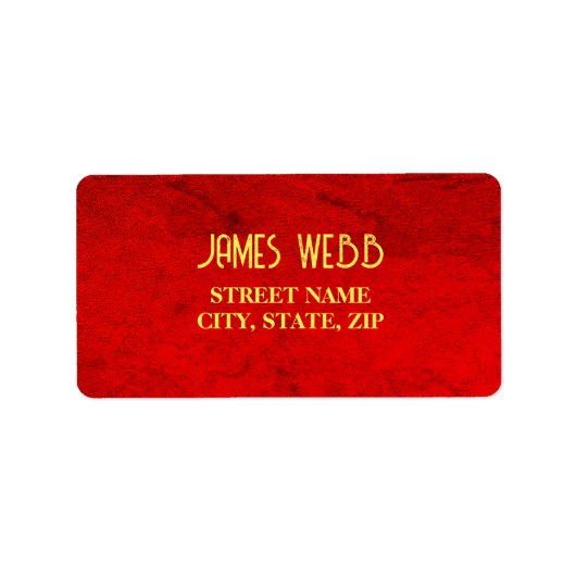 赤パーソナライズされたベルベットプリント ラベル (正面)