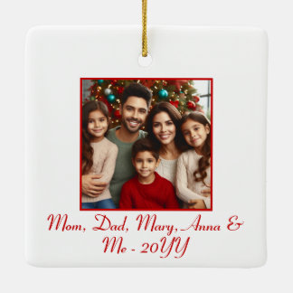 赤パーソナライズされたメリーの聖降誕祭 セラミックオーナメント