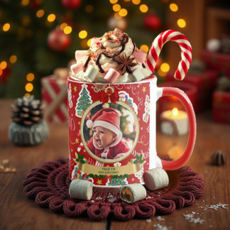赤パーソナライズされたメリークリスマスHO!HO!HO! マグカップ