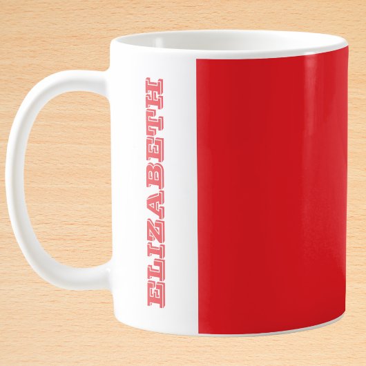 赤パーソナライズされたモダンブロック名 コーヒーマグカップ