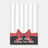 赤パーソナライズされたモダンリボンとストライプ ポストイット (正面)