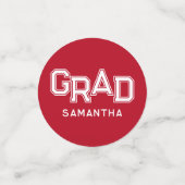 赤パーソナライズされたモダン卒業写真 コンフェッティ (スモール正面)