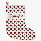 赤パーソナライズされたモダン緑パターン スモールクリスマスストッキング (正面)