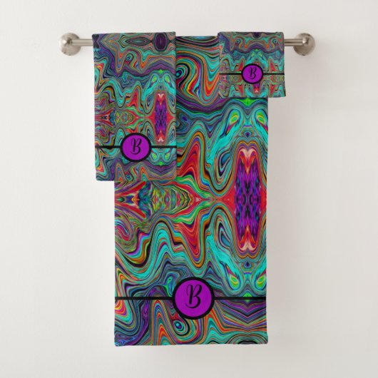 赤パーソナライズされたモノグラムのと緑 バスタオルセット (インサイチュ)