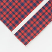 赤パーソナライズされたモノグラムのと青の格子縞 フリースブランケット (角)