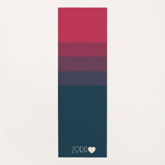 赤パーソナライズされたモノグラムのと黒のグラデーション ヨガマット (正面)