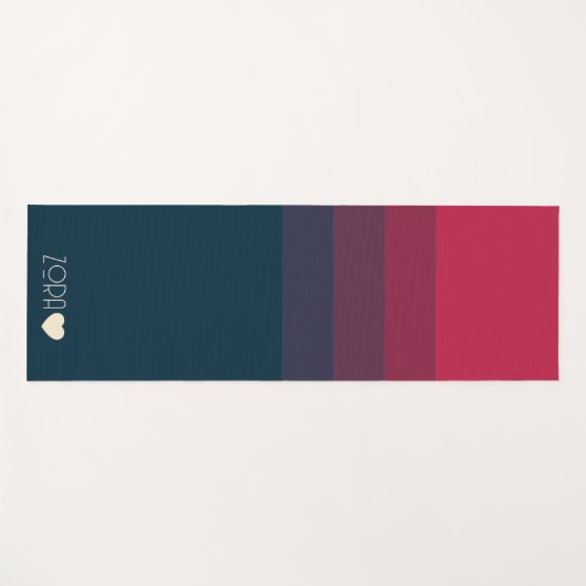 赤パーソナライズされたモノグラムのと黒のグラデーション ヨガマット (正面(横))