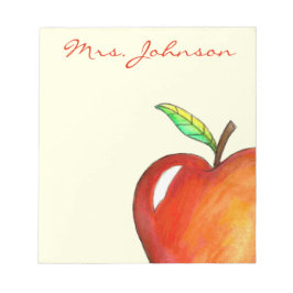 赤パーソナライズされたリンゴ先生学校 ノートパッド