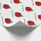 赤パーソナライズされたリンゴ果実プリント包装紙 ラッピングペーパー (角)