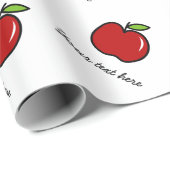 赤パーソナライズされたリンゴ果実プリント包装紙 ラッピングペーパー (ロールコーナー)