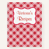 赤パーソナライズされたレシピクックブックギフト ノートブック (正面)