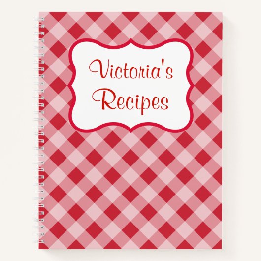 赤パーソナライズされたレシピクックブックギフト ノートブック (正面)
