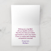 赤パーソナライズされたローズエレガント誕生日 箔グリーティングカード (内側レイダウン)