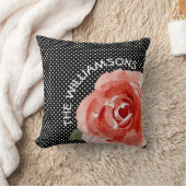 赤パーソナライズされたローズオンブラック クッション (ブランケット)
