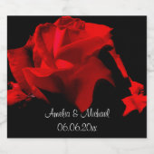 赤パーソナライズされたローズ結婚のワきらめくインラベル スパークリングワインラベル (シングルラベル)