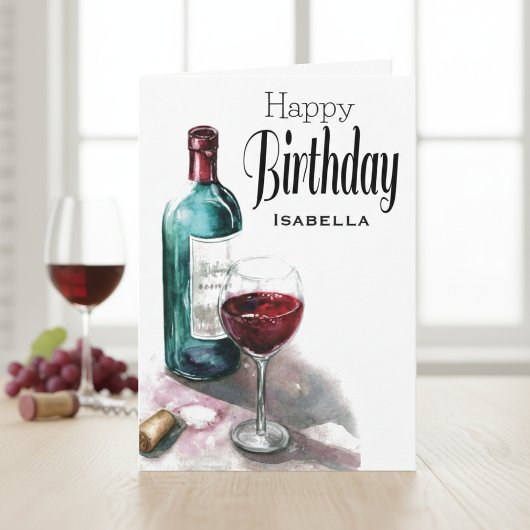 赤パーソナライズされたワインハッピーバースデー挨拶 カード
