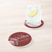 赤パーソナライズされた五十双結婚周年記念 コースター (側面)