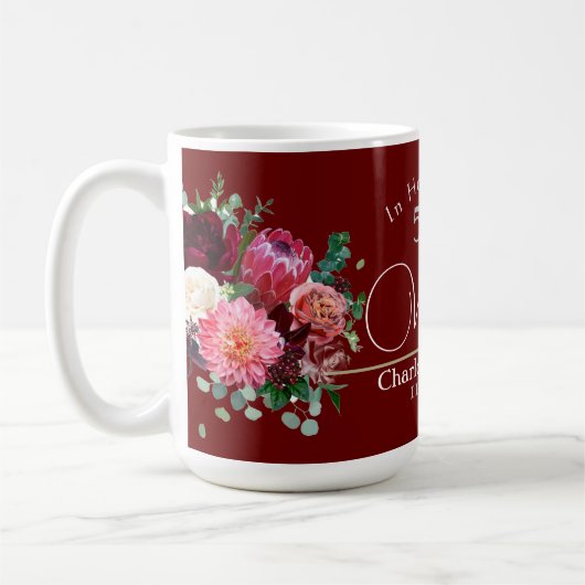 赤パーソナライズされた五十双結婚周年記念 コーヒーマグカップ (左)