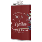 赤パーソナライズされた五十双結婚周年記念 フラスク (左)