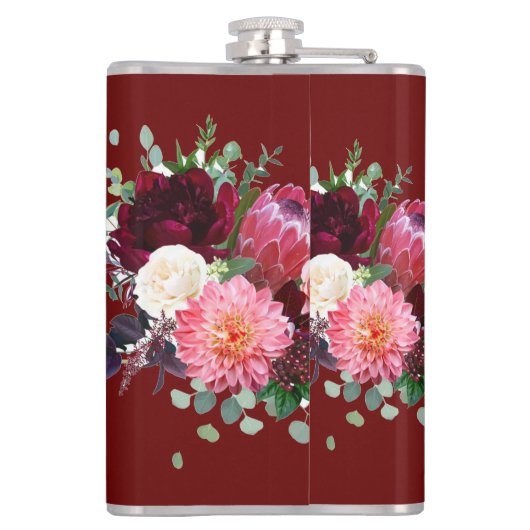 赤パーソナライズされた五十双結婚周年記念 フラスク (裏面)