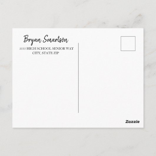 赤パーソナライズされた写真卒業パーティー ポストカード (裏面)