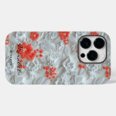 赤パーソナライズされた刺繍フローラと引用文 Case-Mate iPhoneケース (裏面 (横))