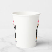 赤パーソナライズされた帽子の可愛いクリスマスペンギン 紙コップ (右)