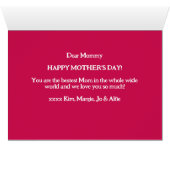 赤パーソナライズされた感じハート母のデイカード (内部横(下))